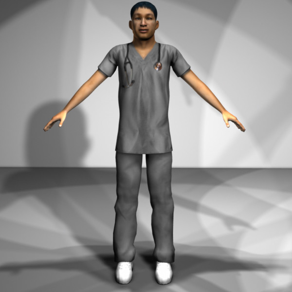 3d male characters model - Medical Personnel Collection Rigged - Men #1 by MasonMotion